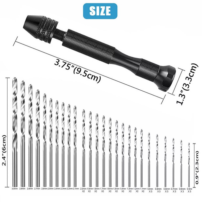 59 PCS Twist Drill Bits Set Mini Micro Hand Rotary Precision Pin Vise Tools Kit gallery