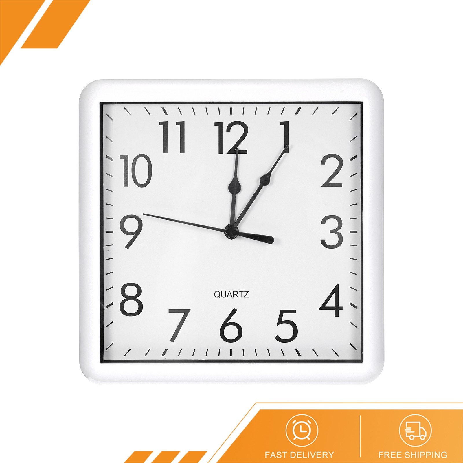 9"x9" Wall Clock Quartz Battery Operated Silent Square Wall White gallery