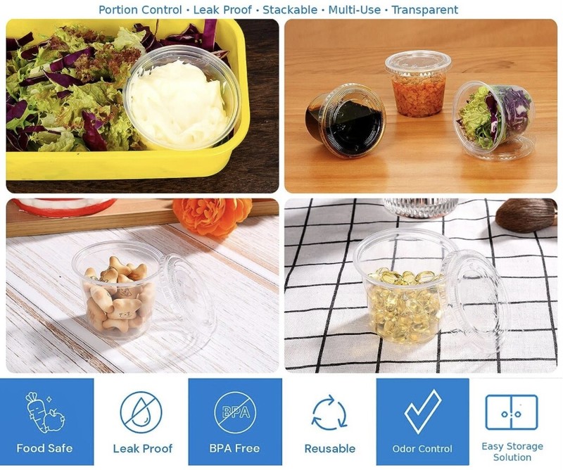 5.5 oz Plastic Clear Disposable Portion Cups with Lids for Sauce Cup BPA Free gallery