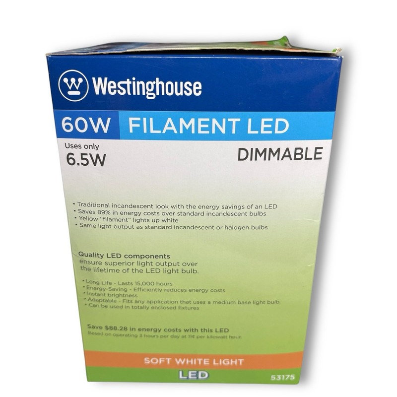 G40 Globe Light Bulb Dimmable E26 60W 120V Westinghouse #53175 Soft White gallery