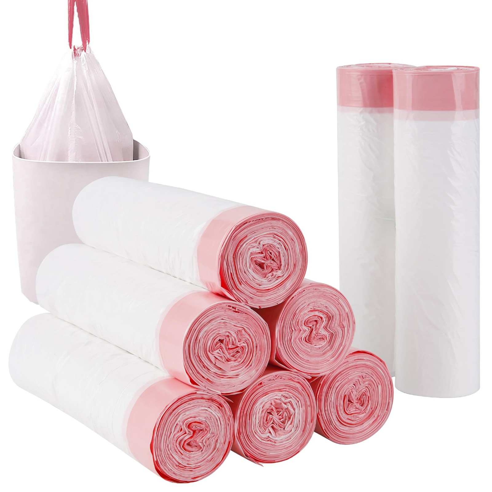 8 Gallon Trash Bags, 120 Count, White Drawstring Garbage Bags, Thick Plastic ... gallery