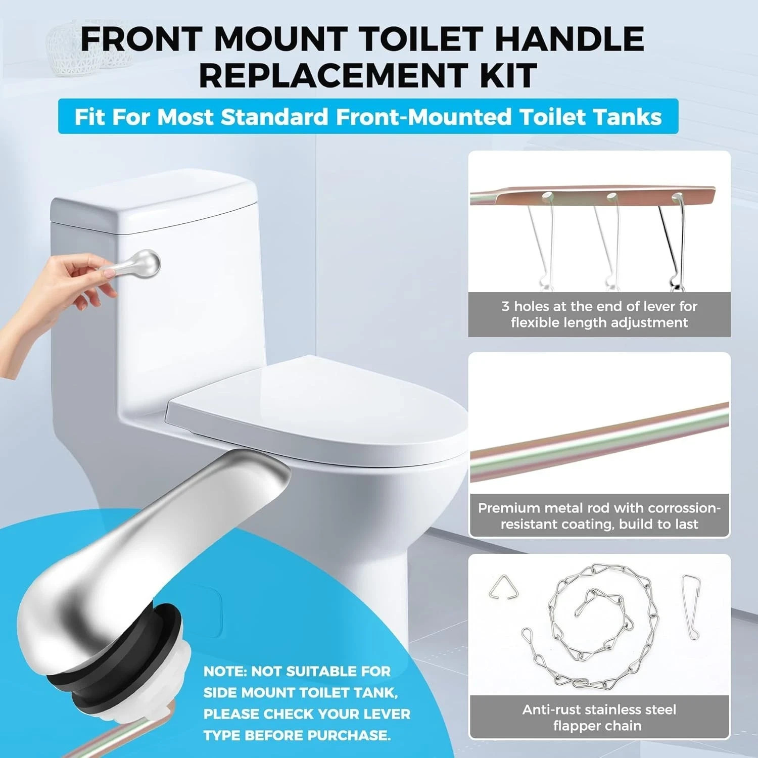 2 Pack Toilet Handle Replacement Kit, Universal Front Mount Toilet Flush Lever R gallery