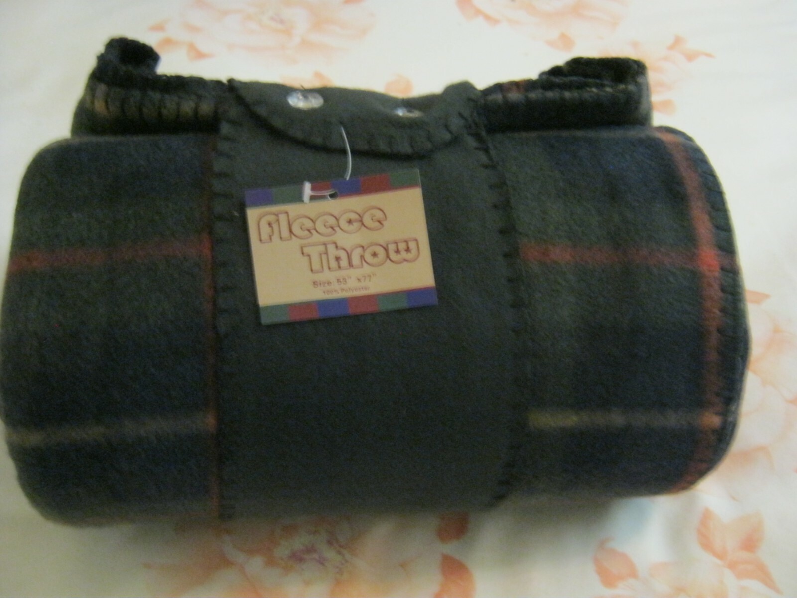 Fleece Throw Blanket ~ Red + Dark Green - 53x77 Inches gallery