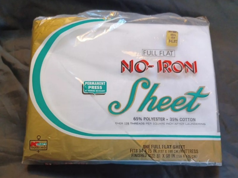 Vintage NOS Full Flat Sheet White Kmart 81" X96" Permanent Press No Iron gallery