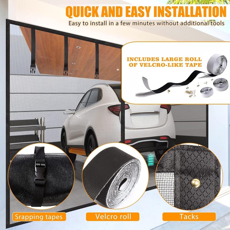 Multi-Purpose 18x7FT Garage Screen Door - Ideal for Patios, Workshops, Home Gyms gallery