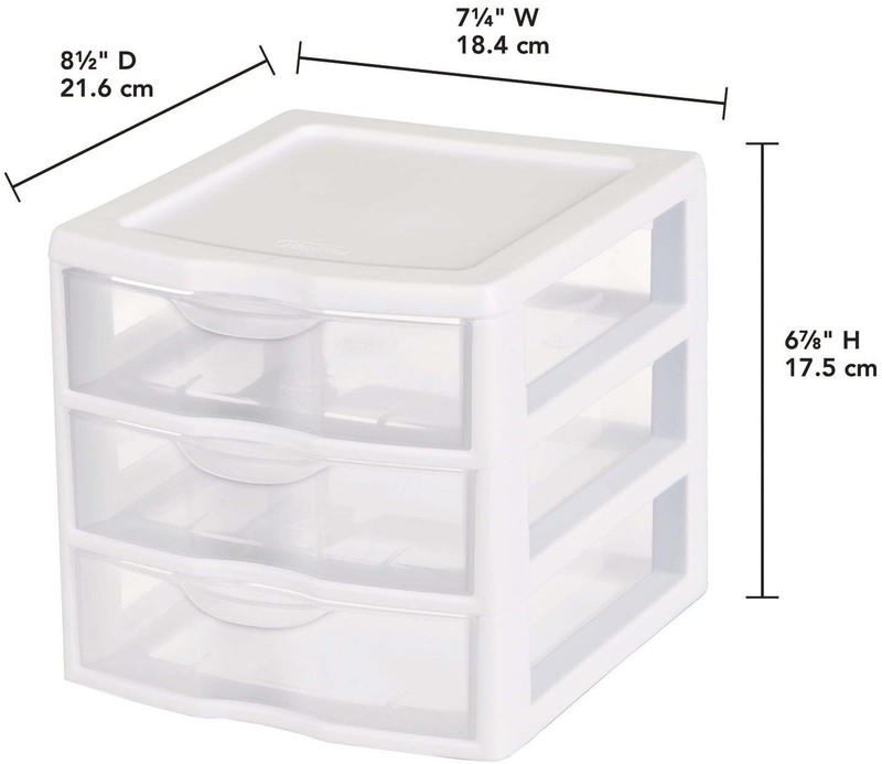 Small 3 Drawer Desktop Unit, Plastic, White gallery