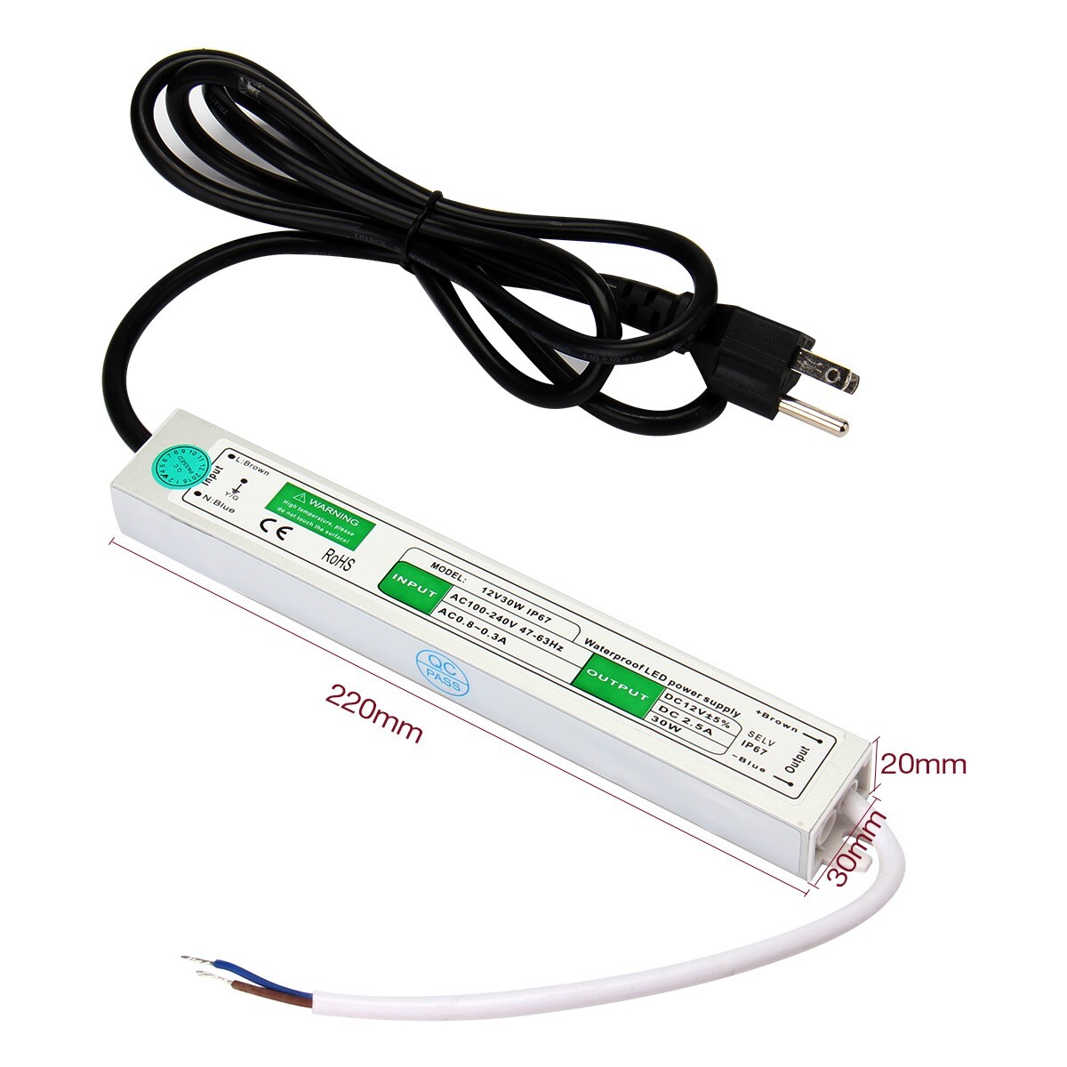 Waterproof LED Power Supply Adapter LED Driver Transformer DC 12V 2.5A 30W gallery