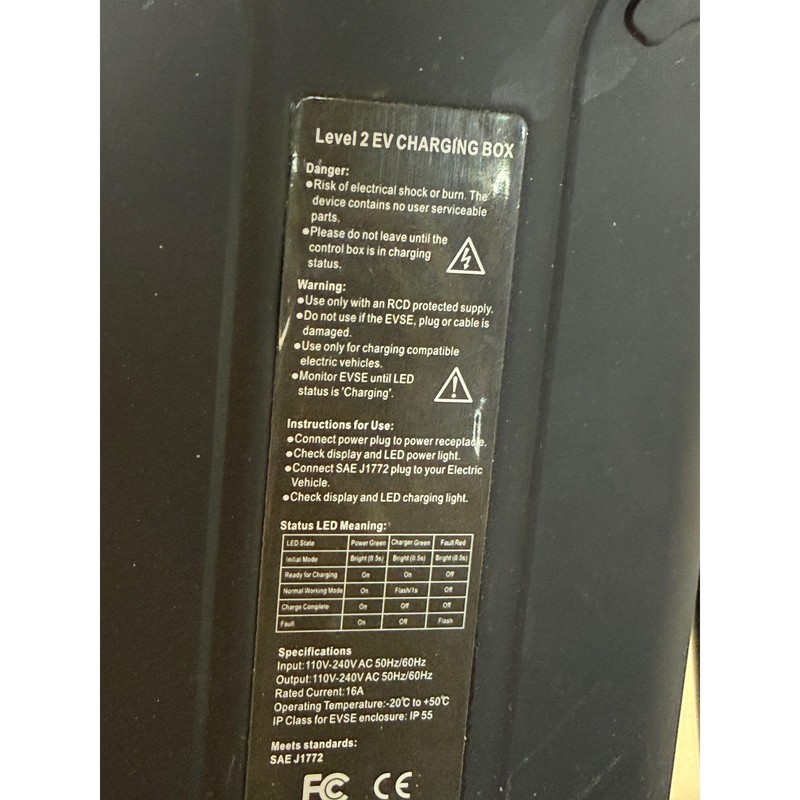 Primecom Tech EV Charger Level 2 16A Black Good SAE J1772 110V-240V FU-AM2-16 gallery