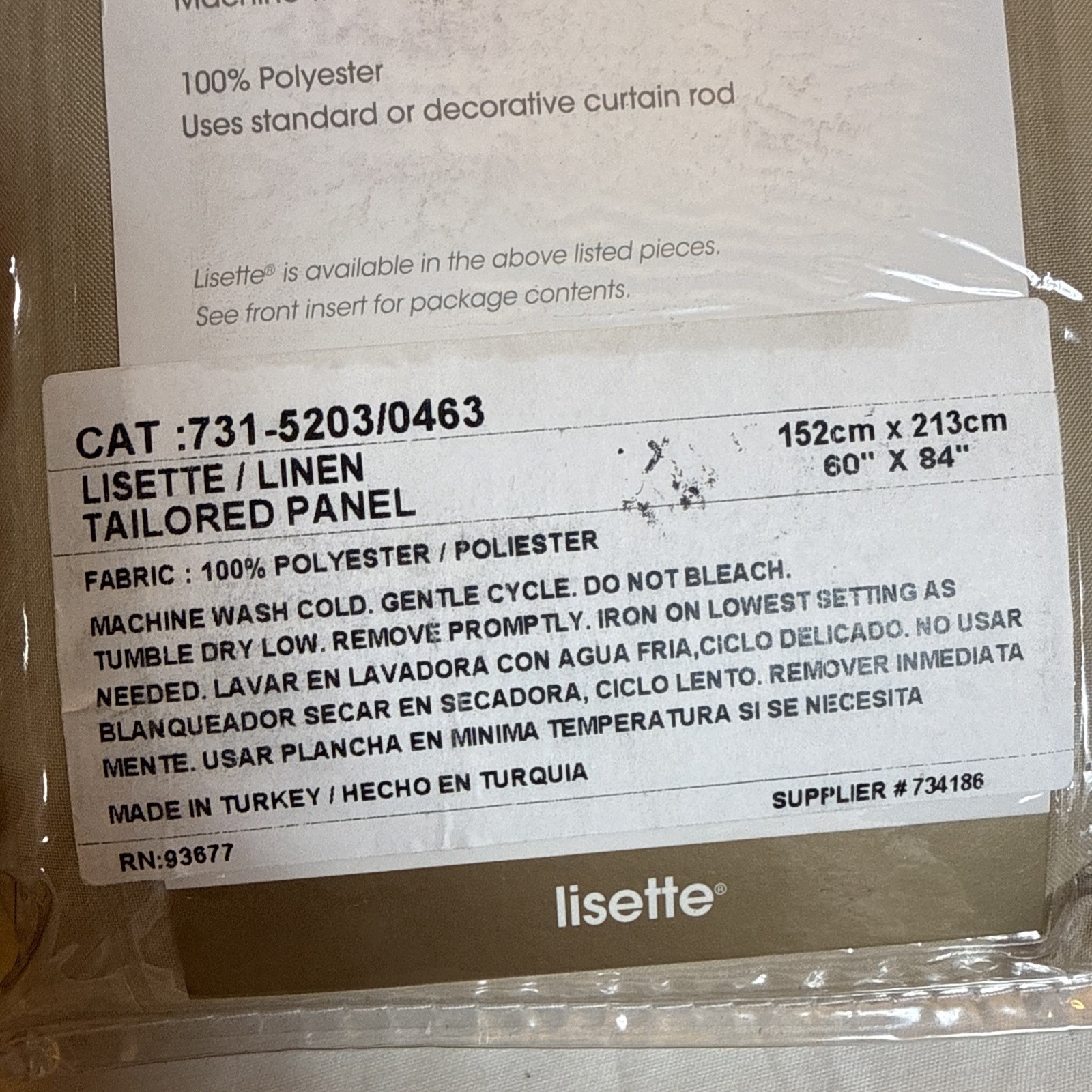 Lisette Sheer Curtain One Panel Rod-Pocket JC Penney Home 84" L x 60" W New OS gallery