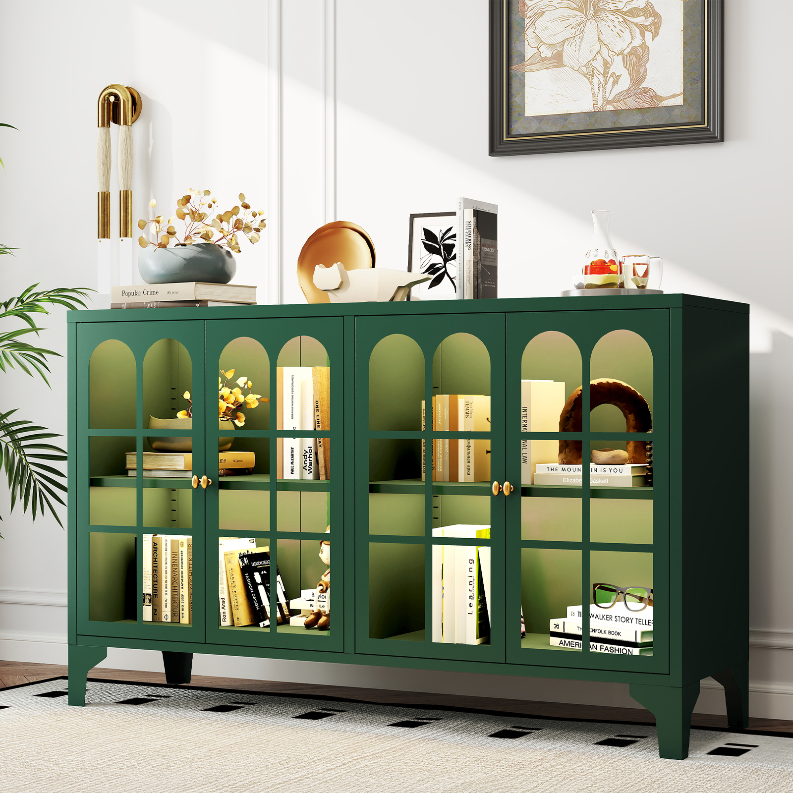 53" Steel Sideboard Buffet Cabinet Coffee Bar w/ RGB Light for Pantry Kitchen gallery