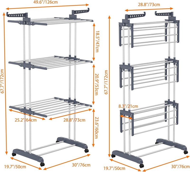 Clothes Drying Rack, Oversized 4-Tier67.7" High Foldable Stainless Steel Dryi... gallery