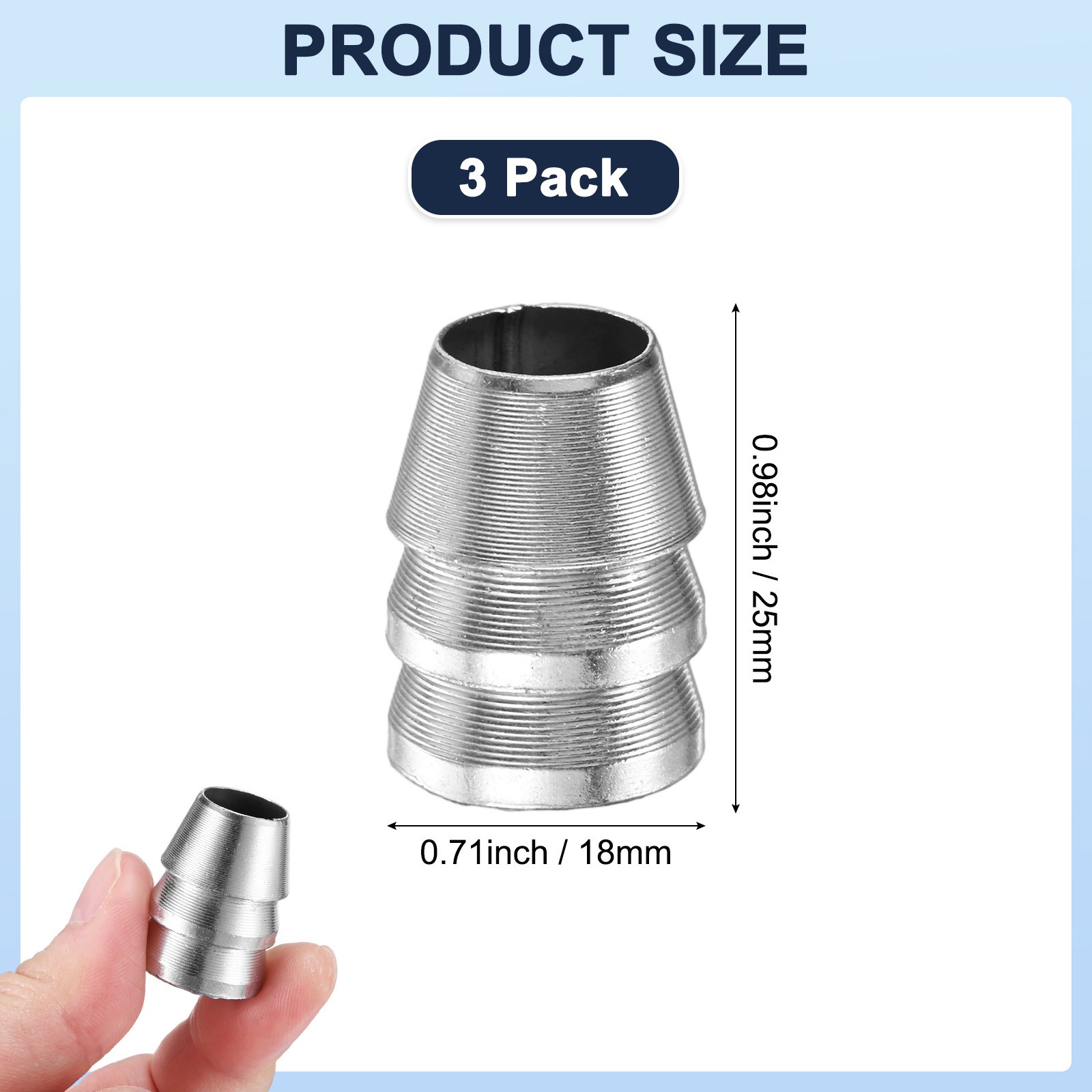 3-Pack Round Axe Handle Wedge, 25mm/0.3Inch Hammer Handle Wedge [Silver] gallery