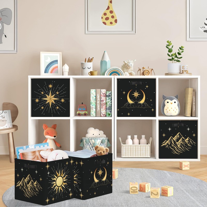 11.8"Sun Moon Celestial Storage Cube Organizer Set 3Pcs Clothes Basket Bin gallery