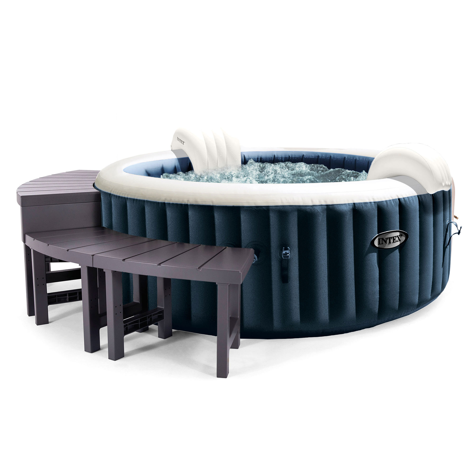 Intex PureSpa Plus Portable Inflatable Jet Spa & Medium PureSpa Benches (2 Pack) gallery