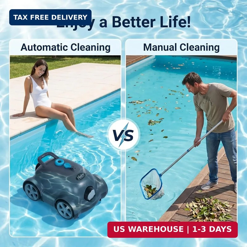 Cordless Robotic Pool Cleaner,Automatic Pool Vacuum Robot for In-Ground/Above Gr gallery