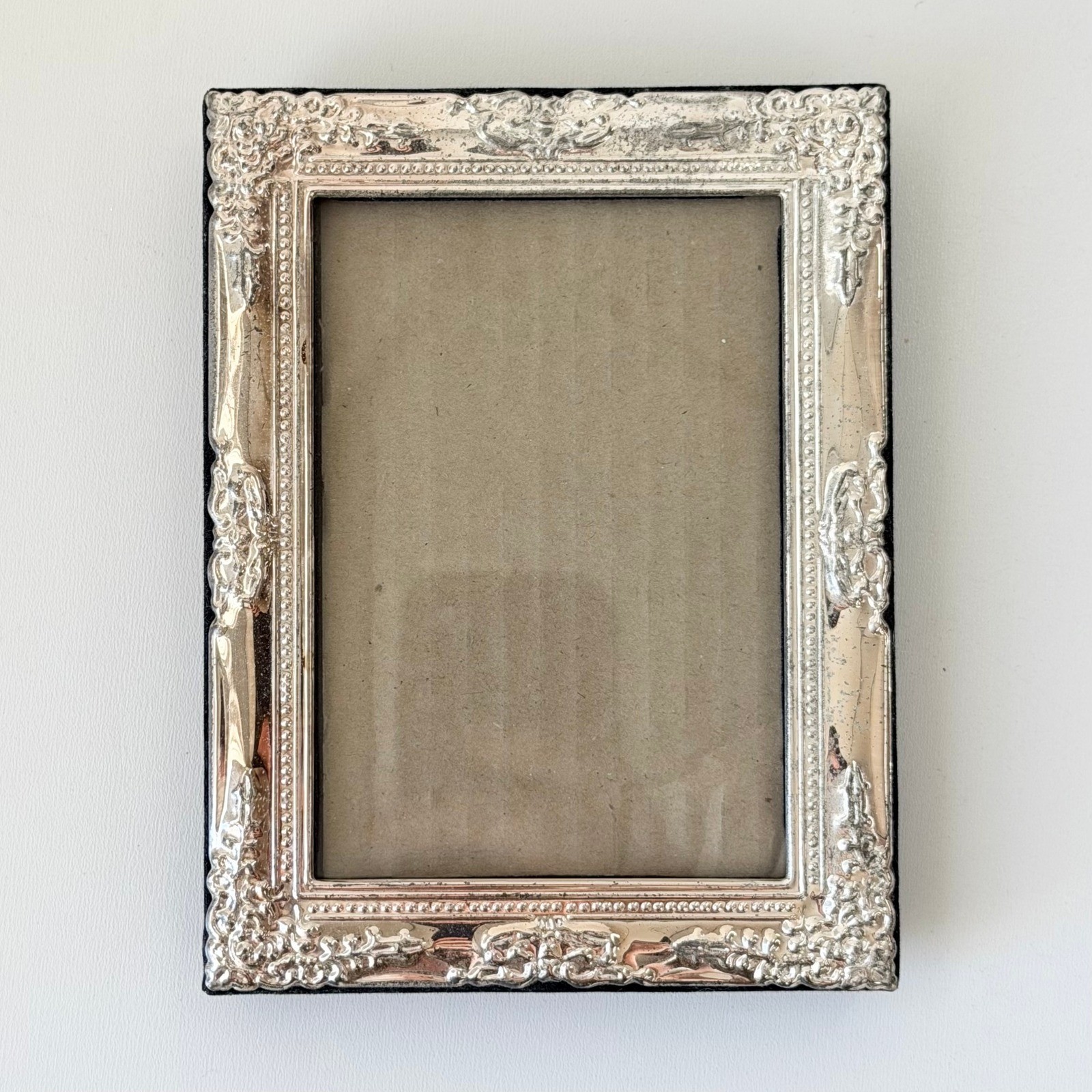 Vintage Ornate Rococo Picture Frame 3.5x5 Silver Baroque Scroll French Old World gallery