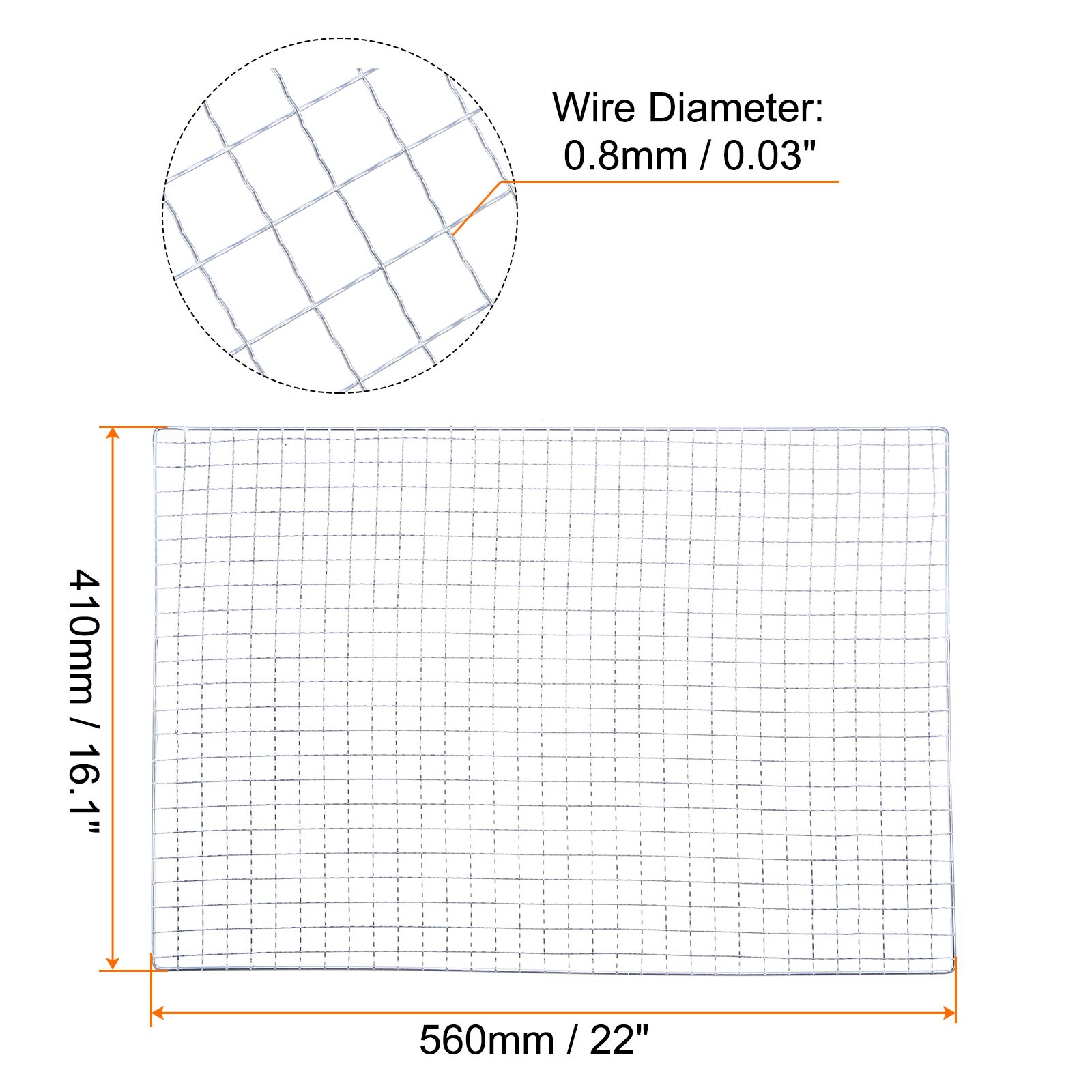 Square BBQ Grill Net 41x56cm Galvanized Iron Barbecue Mesh Mat gallery