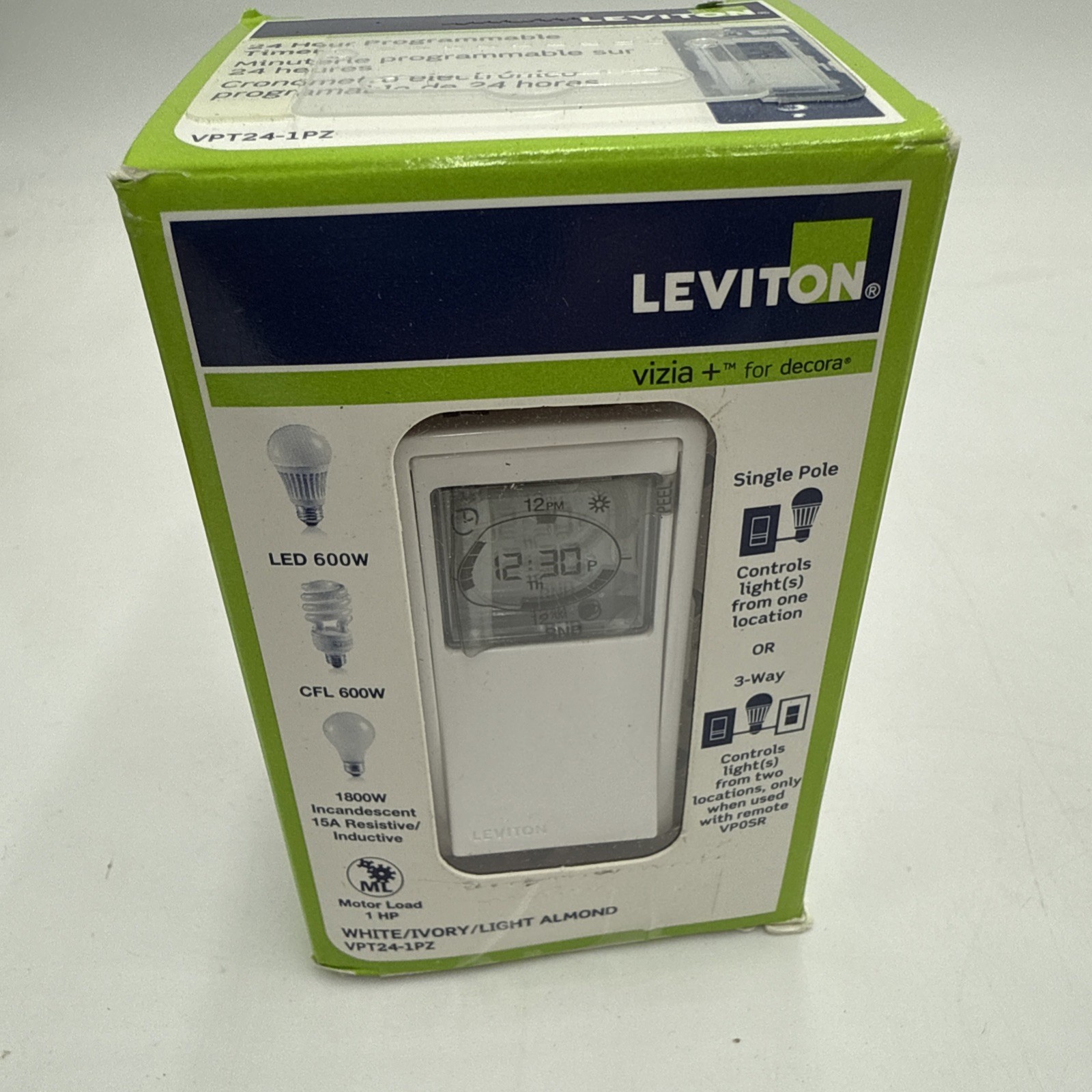 Leviton VPT24-1PZ Decora Programmable Astronomical Timer Switch Lights & Motors gallery