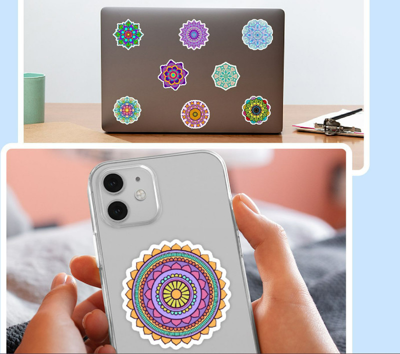 50 Pcs Stickers Mandala Boho Symbol Flowers Luggage Skateboard Laptop Car Vinyl gallery