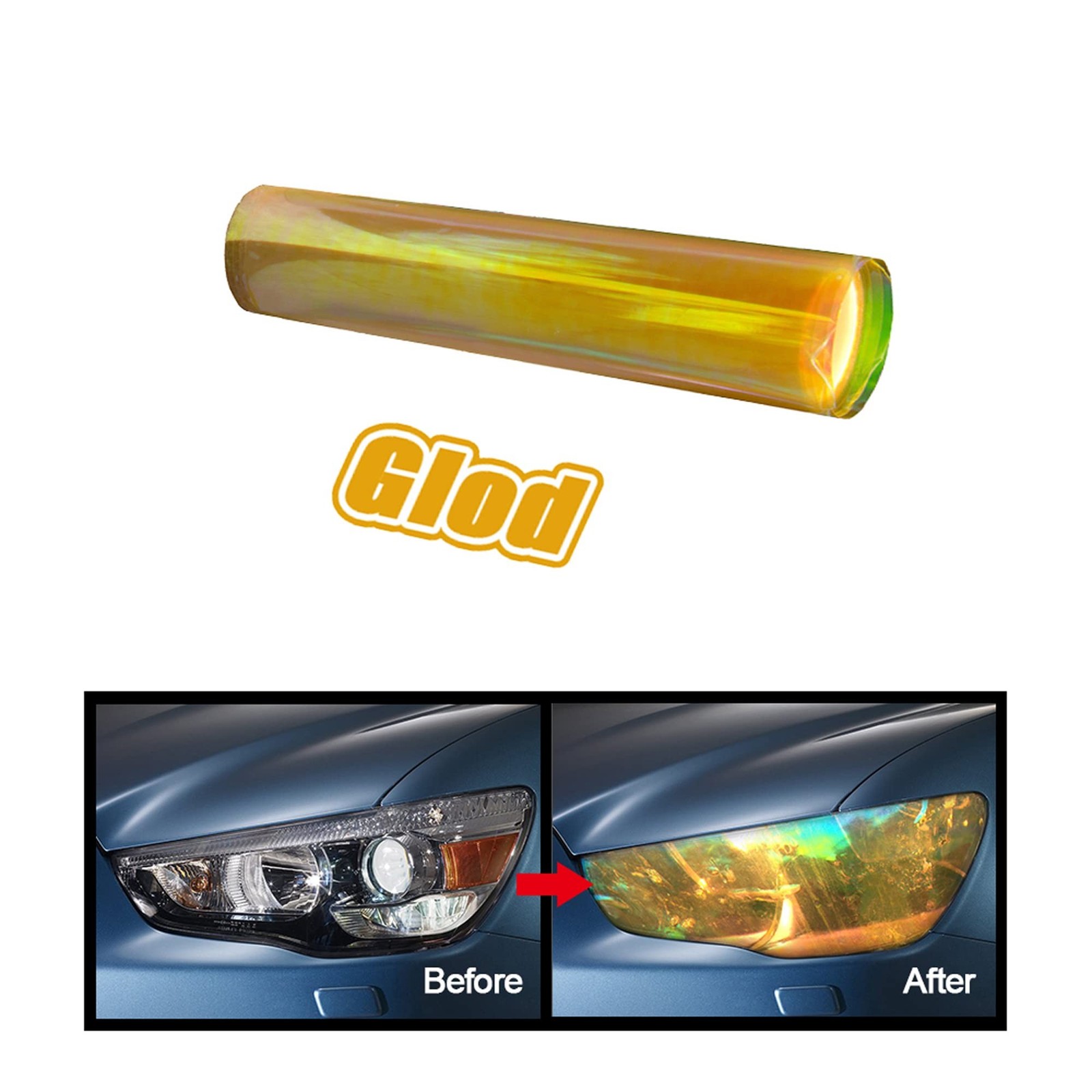Golden Self Adhesive Shiny Chameleon Headlights Films Tint Vinyl Film 11.81''... gallery