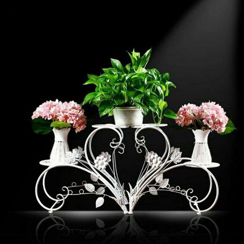White Heart Shape Plant Stand Multi Holder Potted Plant Rack Flower Shelf Unique gallery