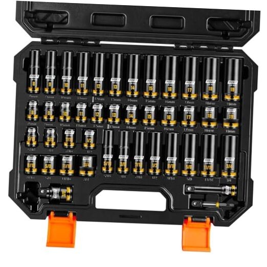 Pro 3/8" Drive Impact Socket Set, 43-Piece SAE(5/16"-3/4") & Metric(8-19mm) gallery