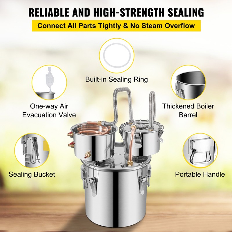 3Gal Alcohol Distiller Moonshine Still Stainless Steel Wine Brewing Double Kegs gallery