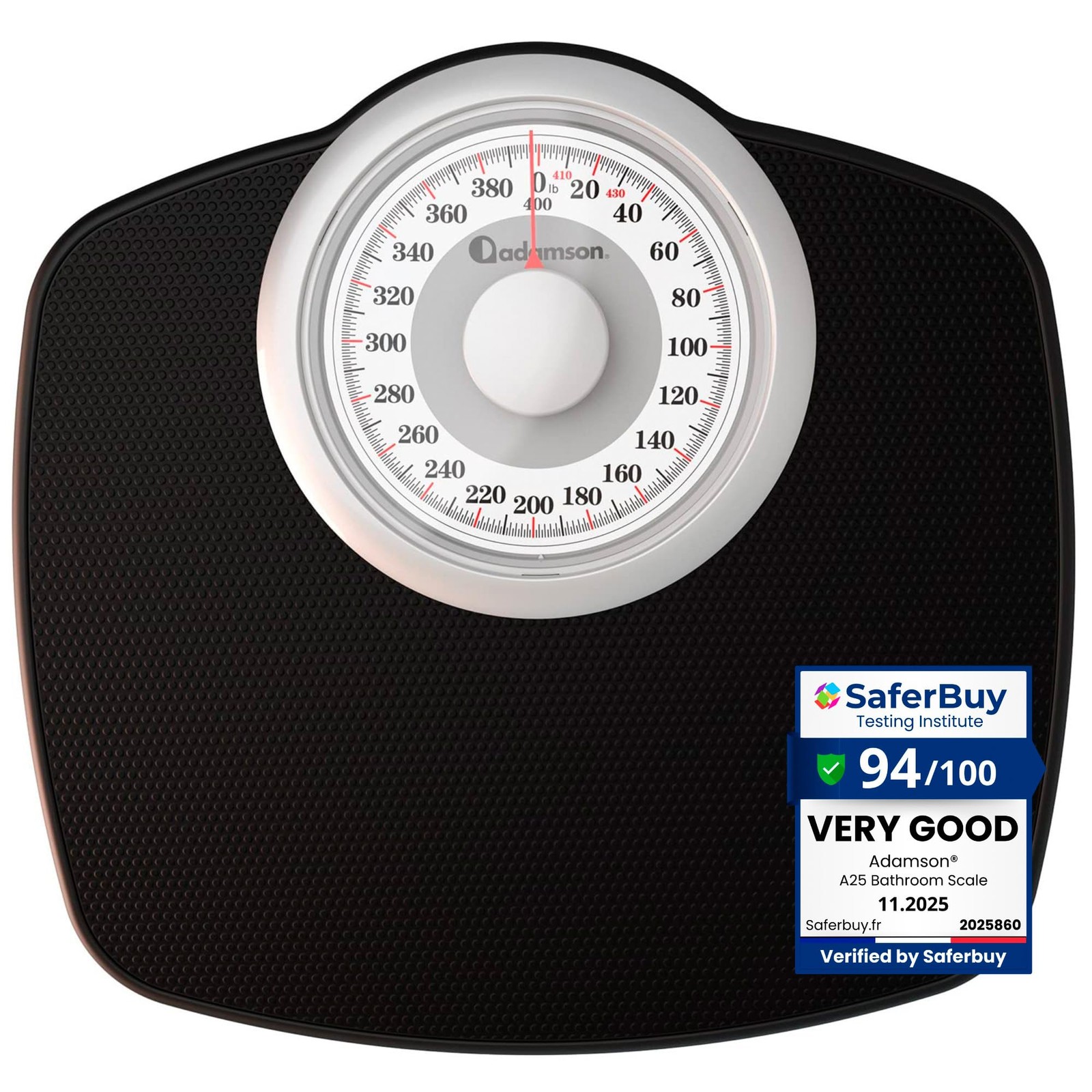 Adamson A25 Scales for Body Weight - Up to 400 LB - New Version 400 lb, Black gallery