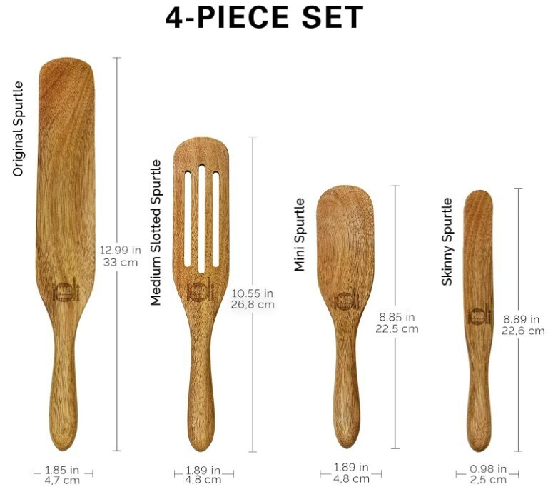Mad Hungry Spurtle 4pc Set Acacia Premium Wood Finish Cooking Utensils Non-Stick gallery