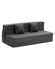 Folding Sofa Bed 3-in-1 Foldable Couch Bed with 2 Pillows Dark Grey Queen