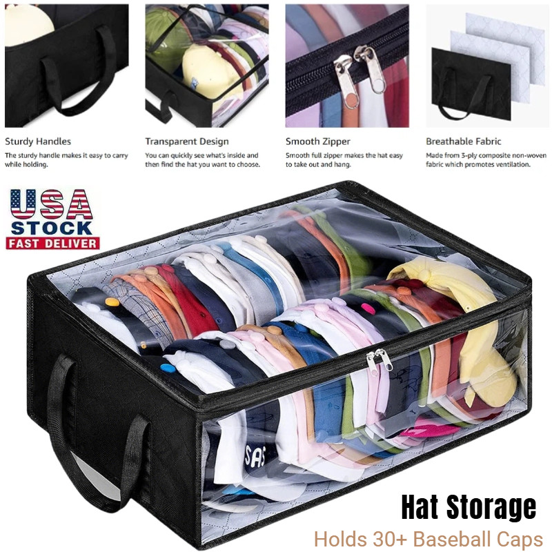 Hat Storage Dust Bag Baseball Hat Cap Organizer Clear Rack Zipper Cap Holder US gallery