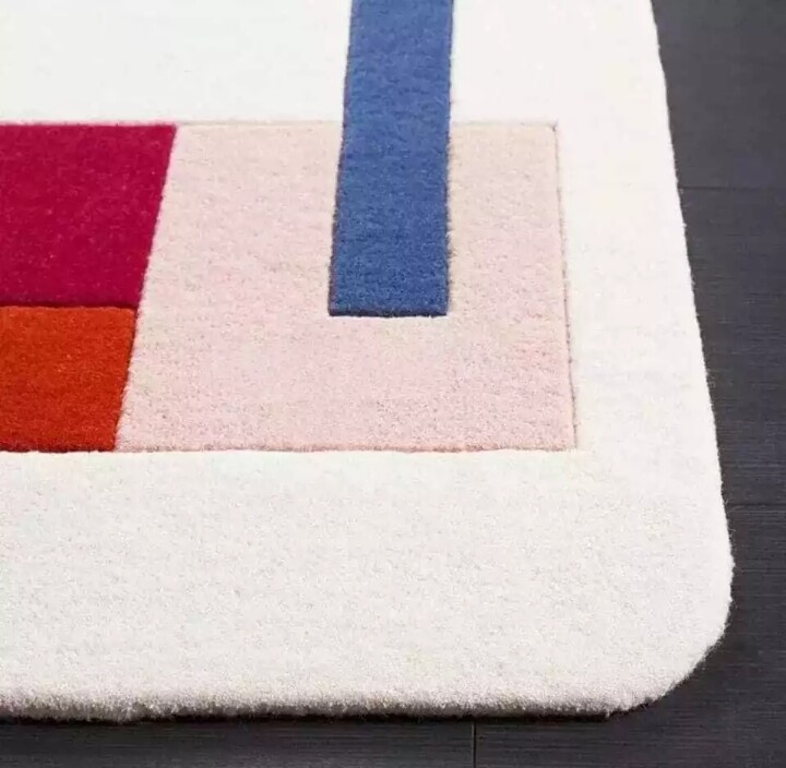 Irregular Hand Tufted Wool Rug Abstract Multi Color Custom Design Bedroom Carpet gallery