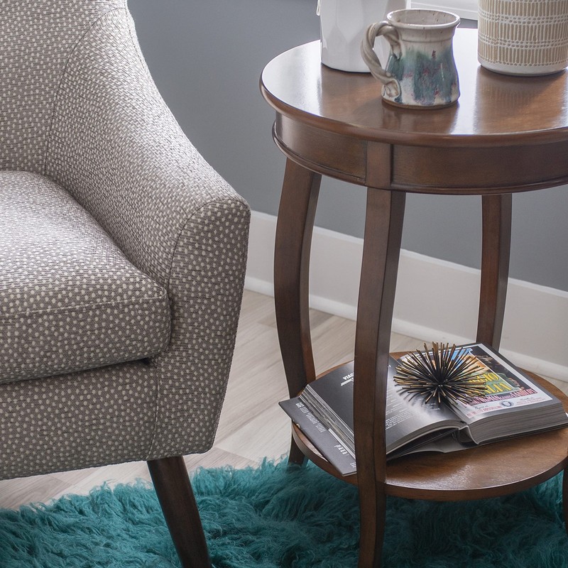 Furniture Hazelnut Round Shelf Table,, 18"L x 18"W x 24"H gallery