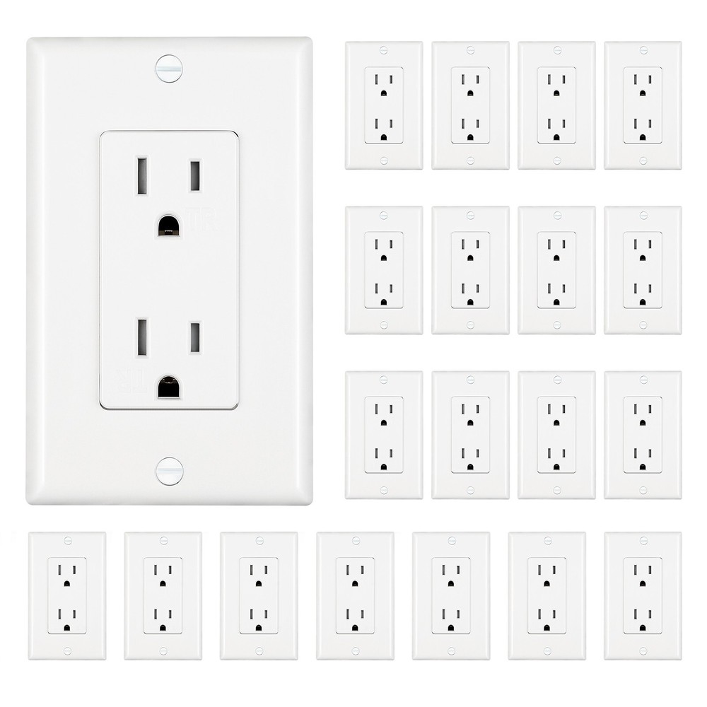 DEWENWILS 20-Pack Decorator Receptacle Outlet, Standard Wall Outlets, 15Amp/125V