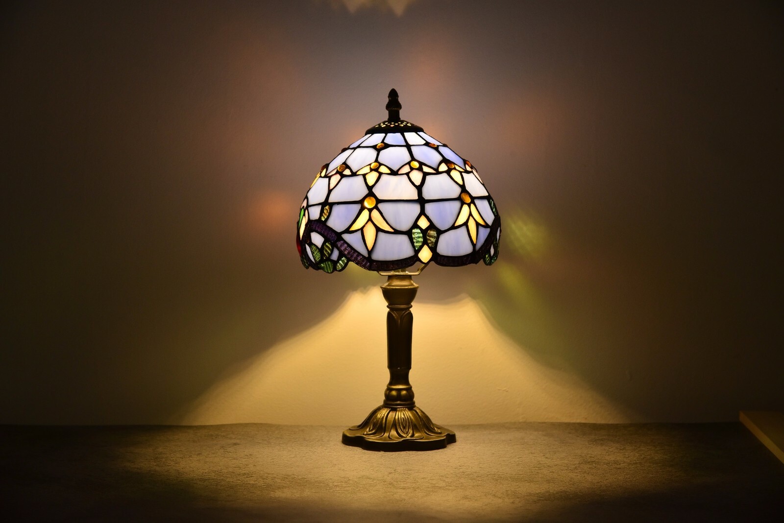 Tiffany Table Lamp Baroque Stained Glass Desk Lamp Night Light for Reading H14" gallery