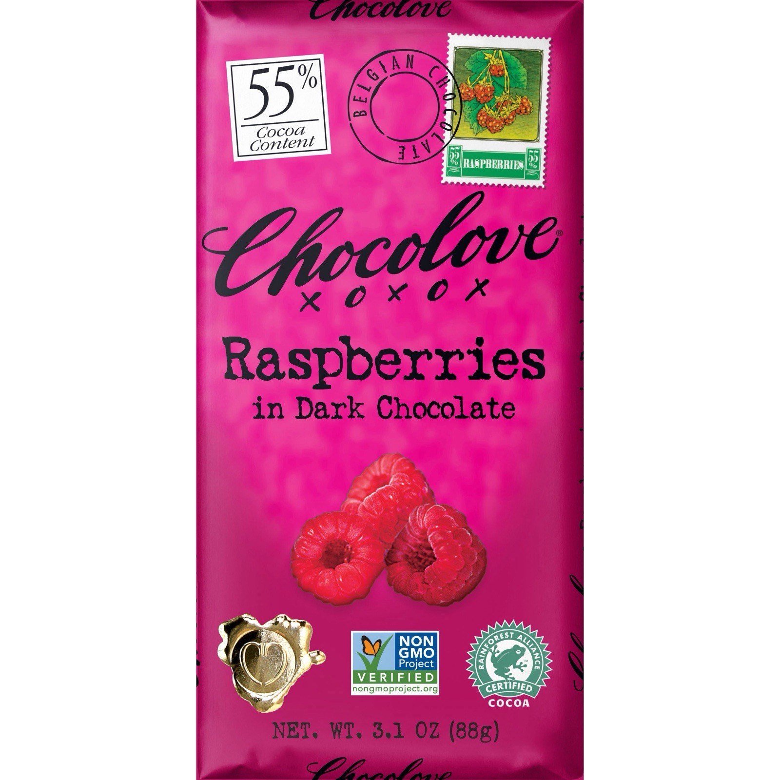 Chocolove Premium Dark Chocolate Raspberries Bars 3.1 Oz Pack Of 4 gallery
