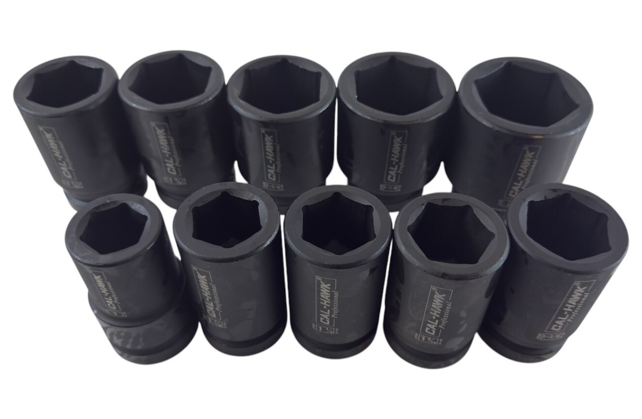 10pc SAE Deep Impact Socket 1" inch Drive 6 Point Sockets 1" - 2" w/ CASE gallery