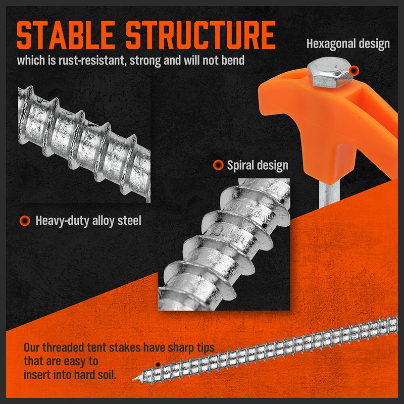 26pc TWISTED Tent Stakes Camping Outdoor Pegs Steel Heavy Duty Metal Nail gallery