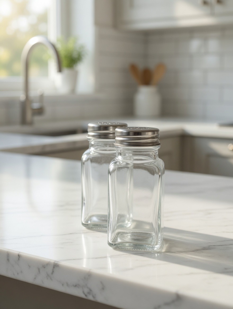 Salt & Pepper Shaker Set Glass Stainless Steel Lids Kitchen Table Dining 2pc gallery