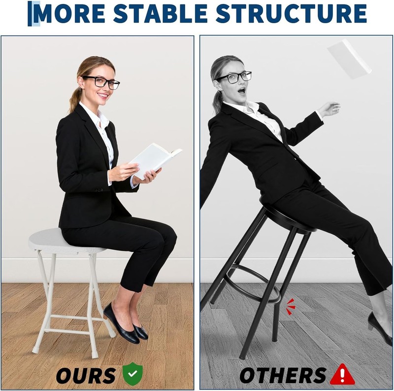 2x Portable Folding Stool for Camping, Dorm, Bathroom, Vanity, Picnic & Outdoor gallery