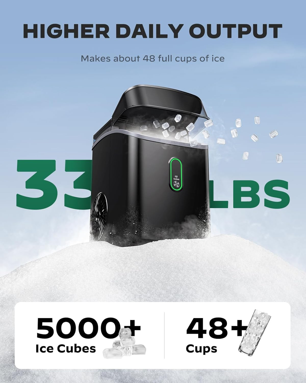 Nugget Ice Maker Countertop, Pebble Ice Maker with Soft Chewable Ice, One-Click gallery
