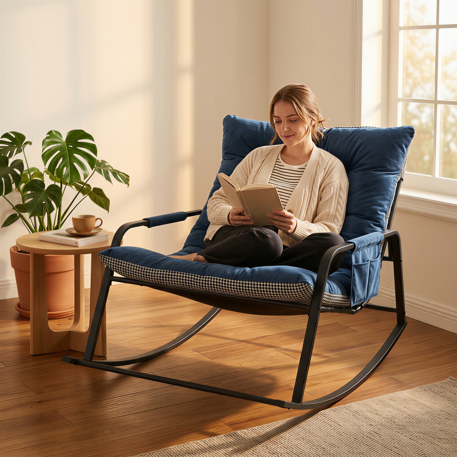 Oversized Rocking Chair with Thick Cushion Comfortable Lounge Rock Accent Chair gallery