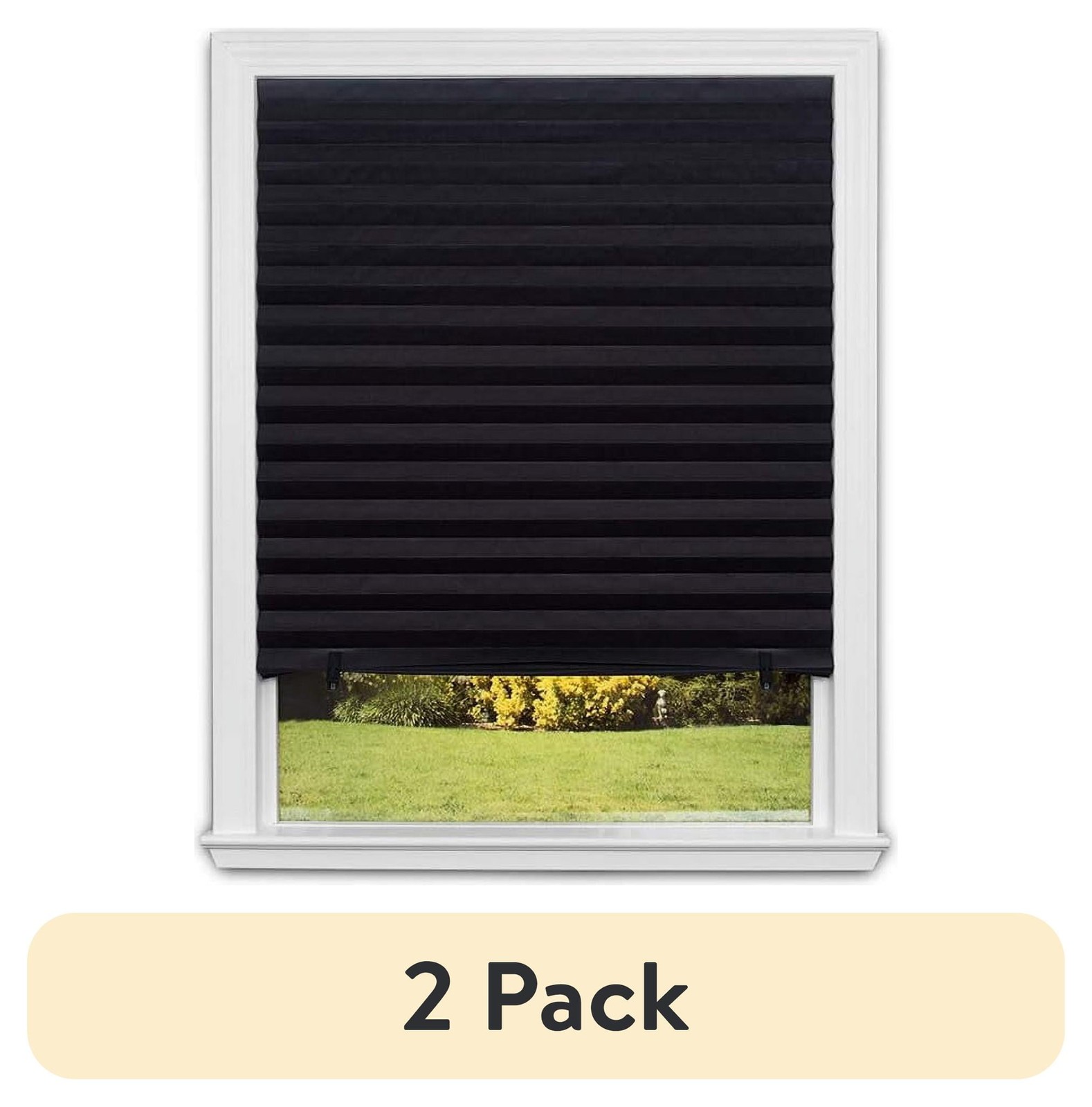 (2 pack) No Tools Original Blackout Pleated Paper Shade Black, 36 in x 72 in gallery