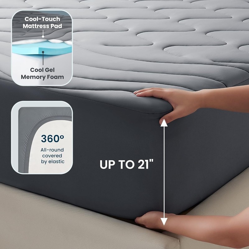 SLEEP ZONE Dual Layer 3 Inch Memory Foam Thick Mattress Topper, 2 inch Cooli... gallery