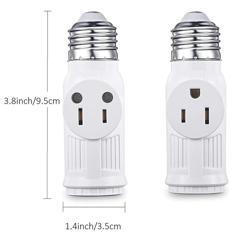 2 Pack E26 Light Socket to Plug Adapter 2/3 Prong Light Bulb Splitter Converter gallery