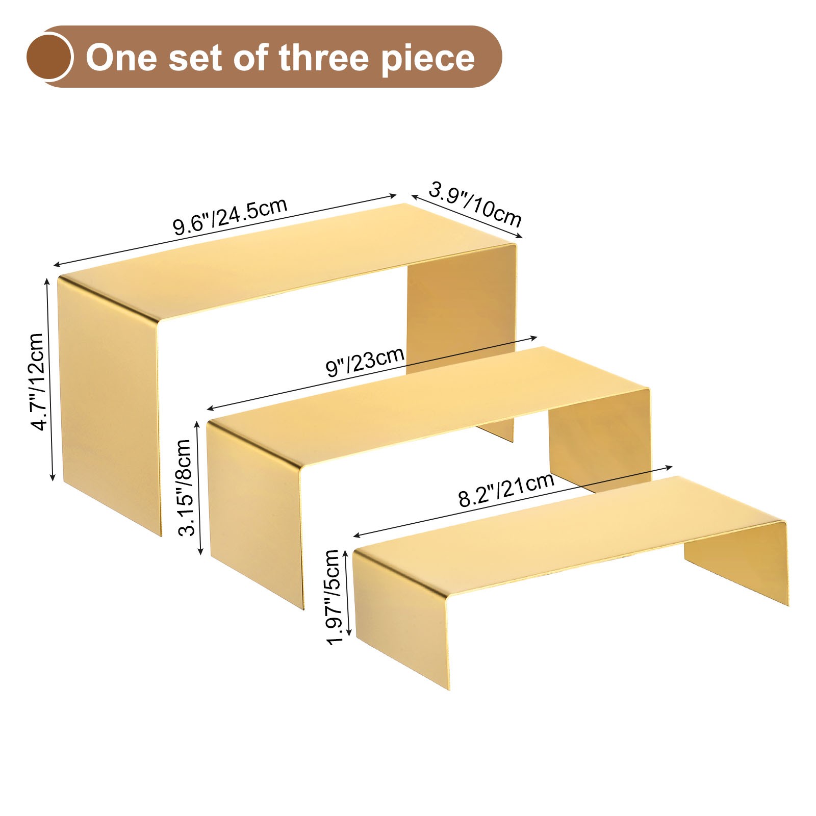 3 Pack Purse Display Stand Jewelry Display Riser Metal Shoe Rack Gold gallery