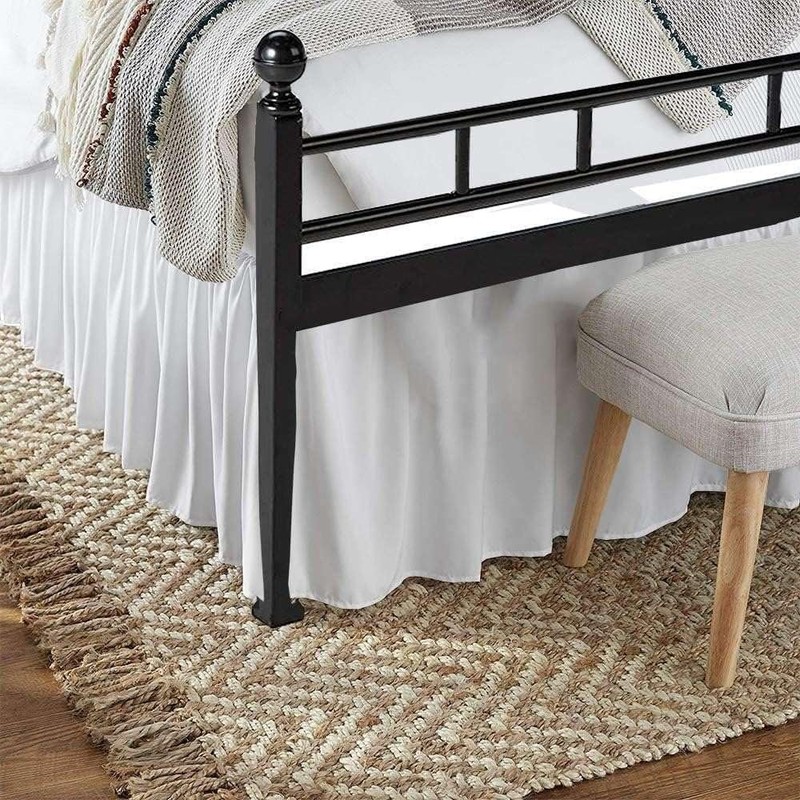 Queen Bed Skirt with Split Corners, Soft Microfiber, 16 Inch Drop, White Soli... gallery