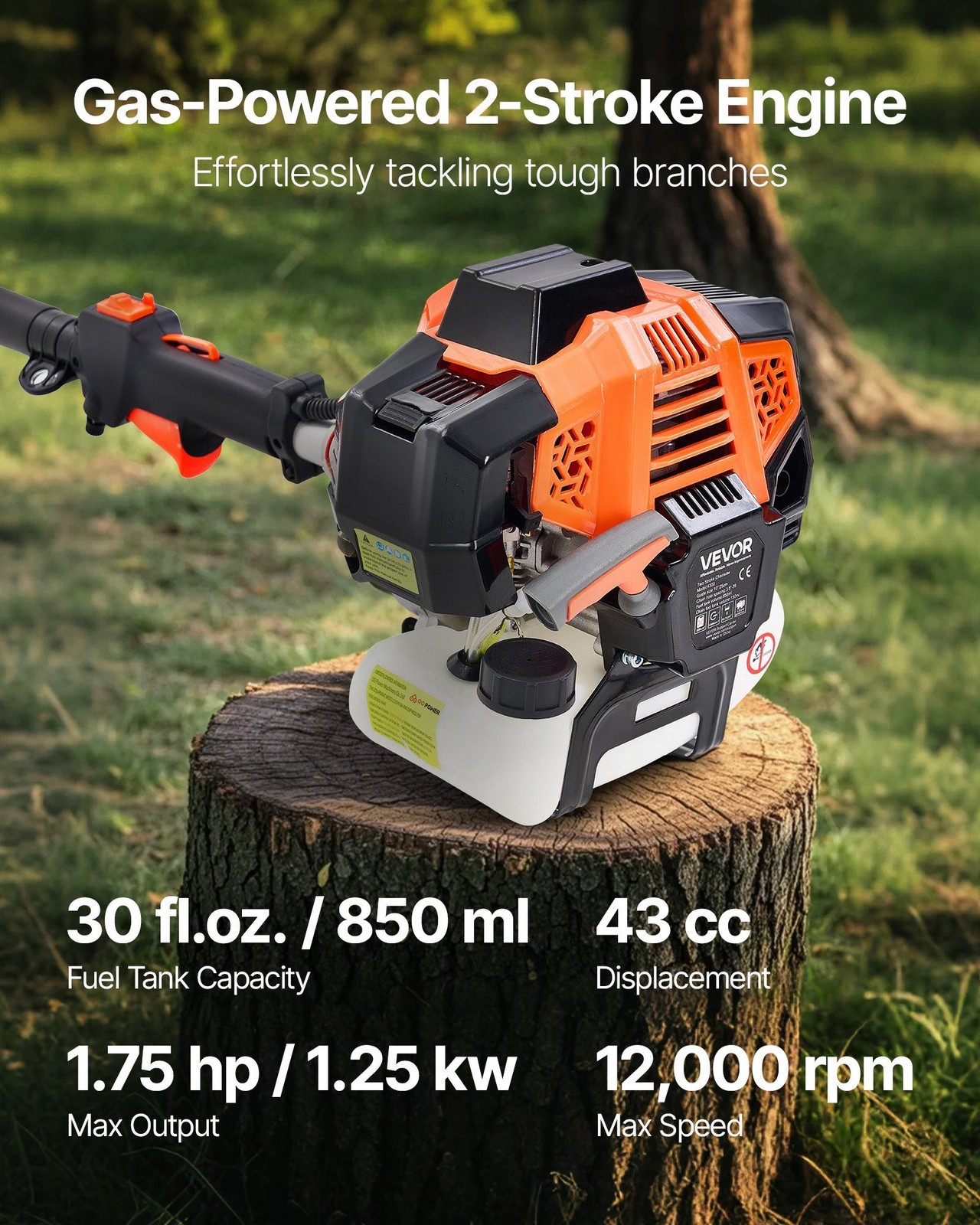 10in 43cc Gas-Powered Pole Saw Extendable 6.8-11.7ft 21.3lb Lightweight gallery