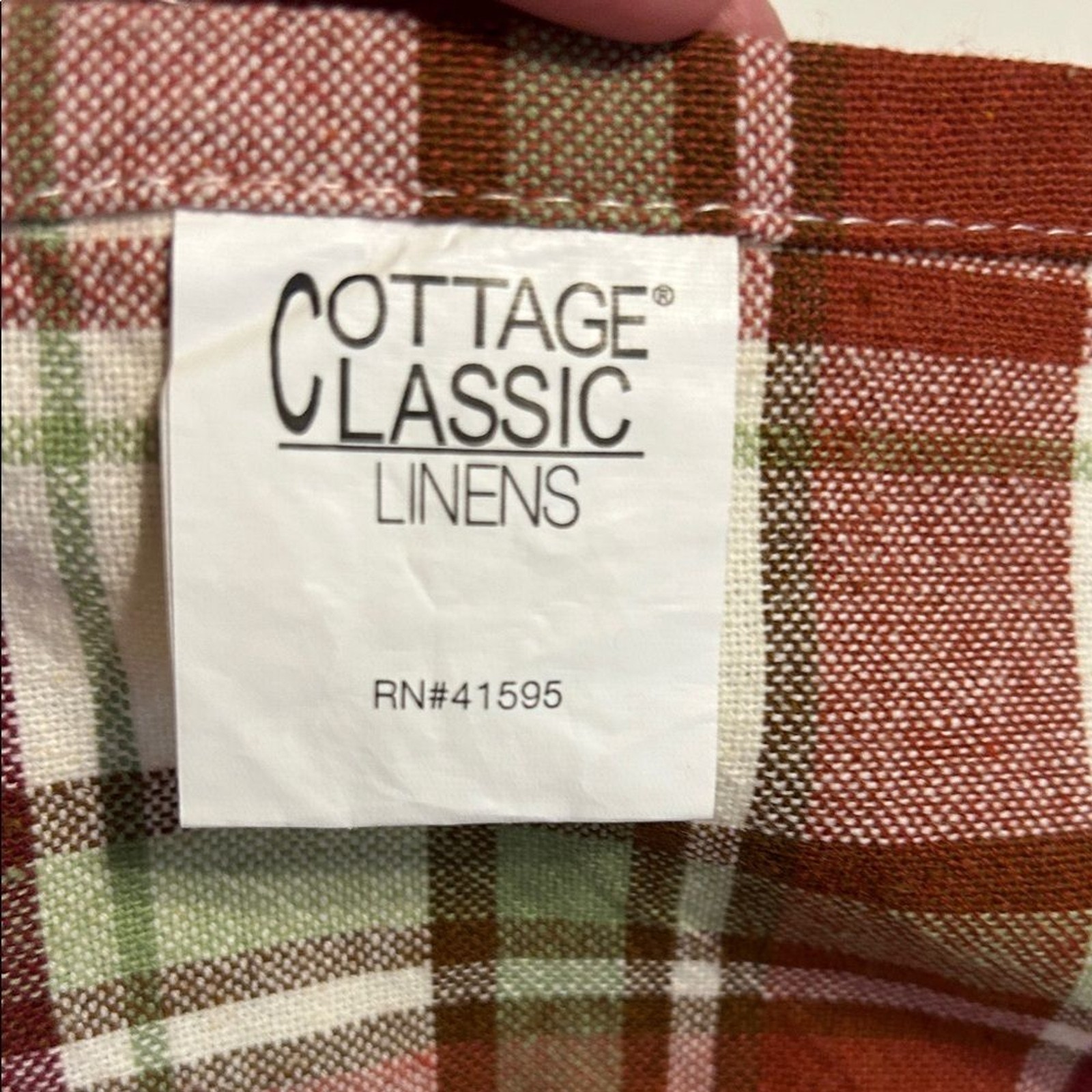 COTTAGE CLASSIC Cotton Rust Green White Plaid Cloth Napkins Dining Holiday Set 2 gallery