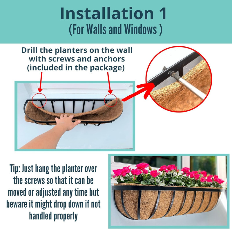 Lalagreen 36" Deck Railing Planter Box - 2 Pack for Outdoor Plants gallery